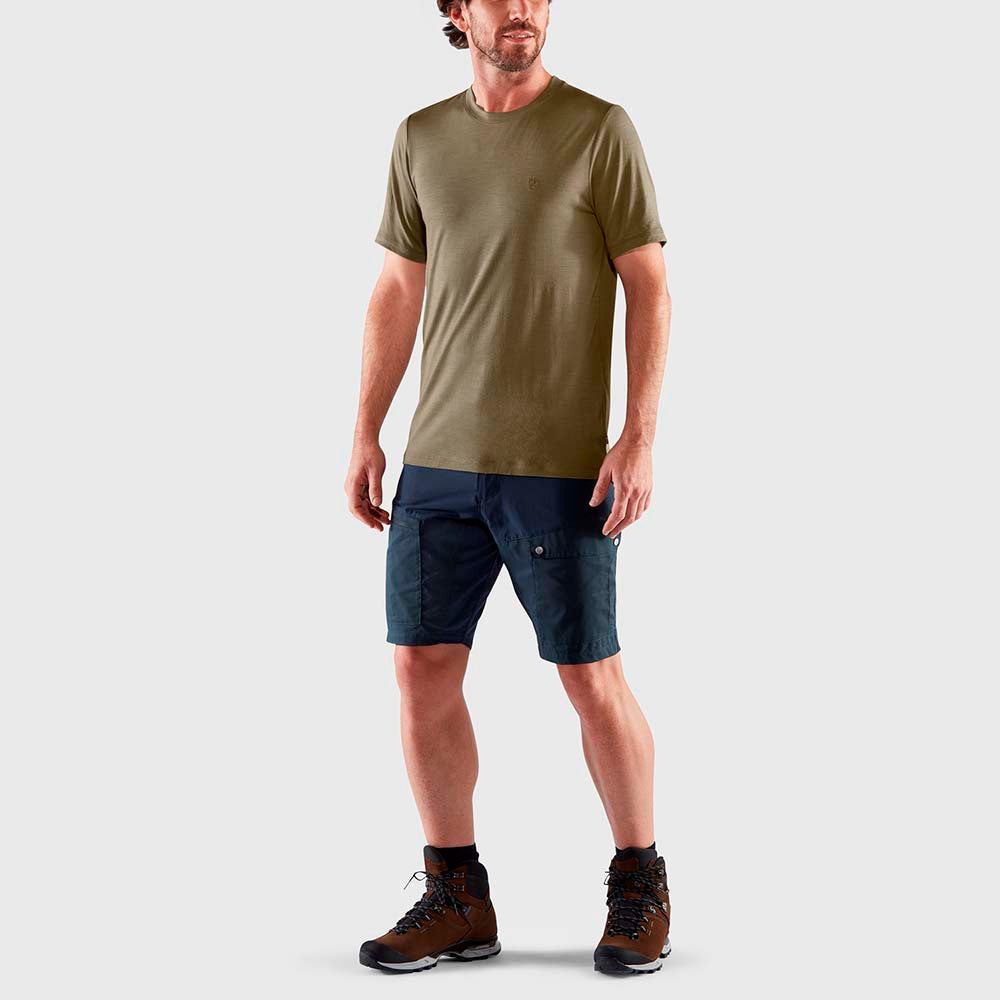 Polo Fjallraven Abisko Wool Ss M Black Hombre