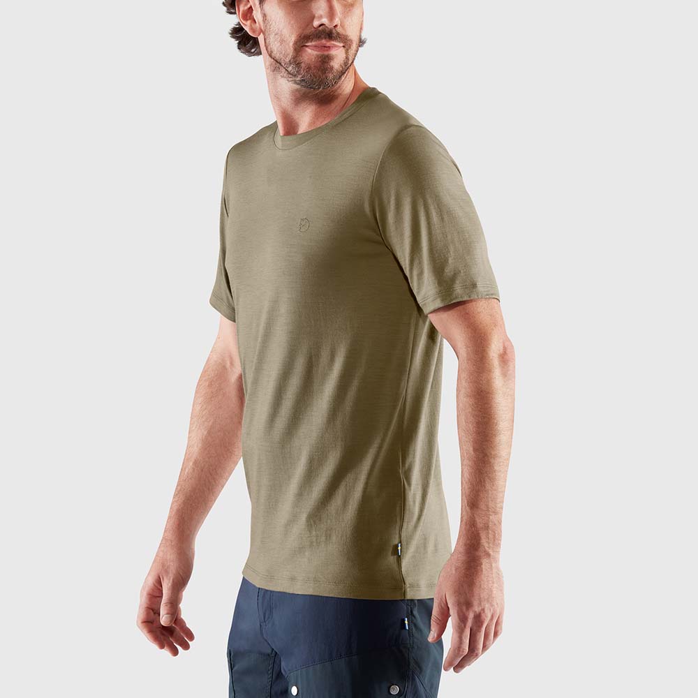 Polo Fjallraven Abisko Wool Ss M Black Hombre